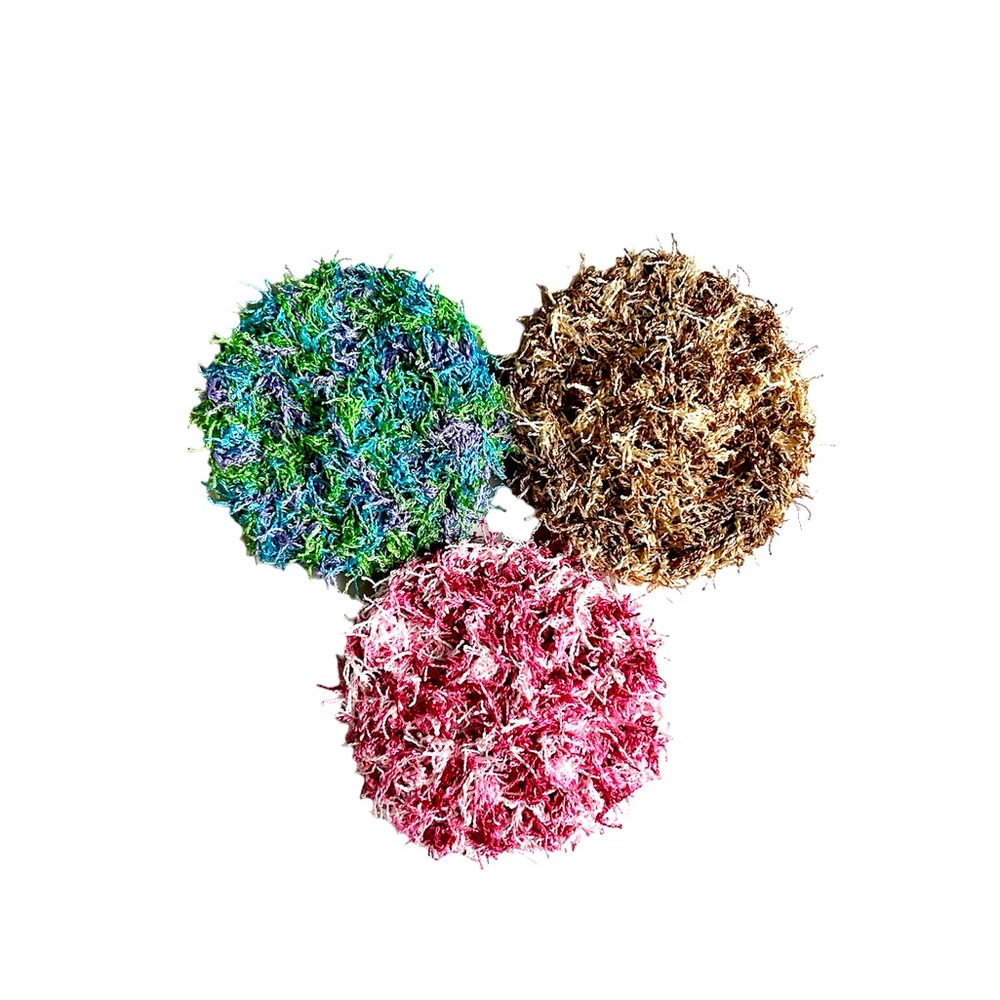 HAND CRAFTED 3 Colorful Crocheted Polyester Kitchen Dish or Bath Scrubbing Pads - Picture 4 of 7